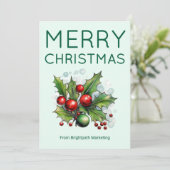 Light Minimal Christmas Card | Editable Logo Feestdagenkaart (Staand voorkant)