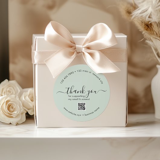 Light Mint Custom Bedankt Stickers met QR-code