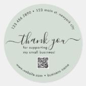 Light Mint Custom Bedankt Stickers met QR-code (Voorkant)