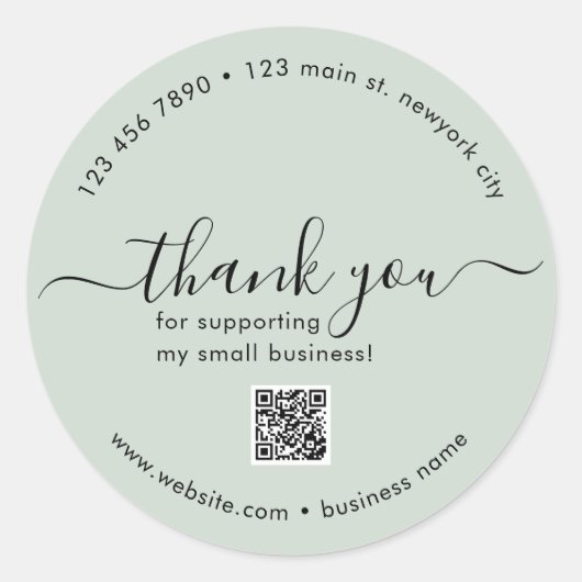 Light Mint Custom Bedankt Stickers met QR-code (Voorkant)