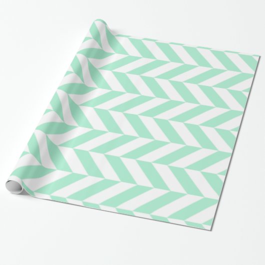 Light Mint Green Chevron Pattern Cadeaupapier (Uitgerold)