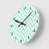Light Mint Green Chevron Pattern Ronde Klok (Hoek)