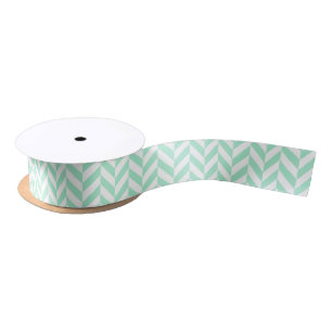 Light Mint Green Chevron Pattern Satijnen Lint