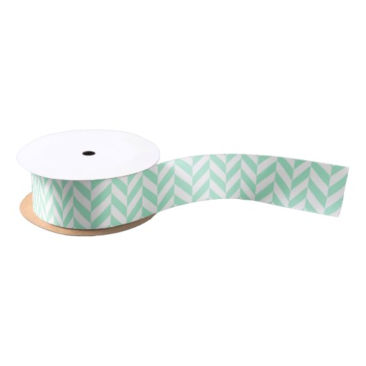 Light Mint Green Chevron Pattern Satijnen Lint (Spoel)