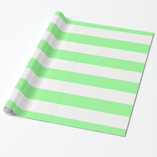 Light Mint Green en White Huge Stripe Pattern Cadeaupapier (Uitgerold)