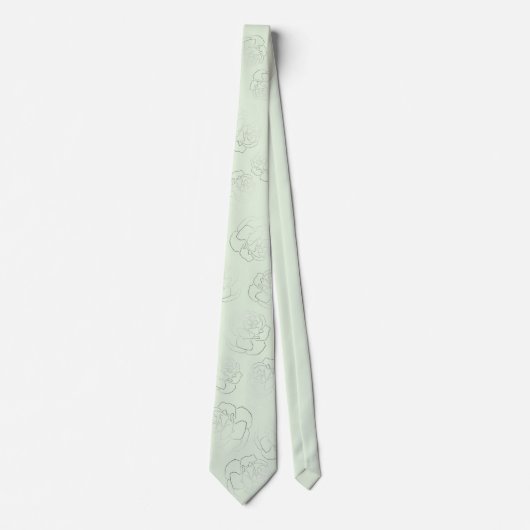 Light Mint Green Silver Floral Wedding Stropdas (Voorkant)