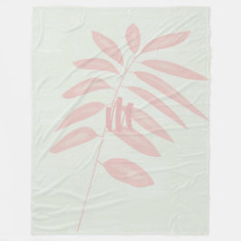 Light Mint Pink Branch Monogram Fleece Blanket Deken