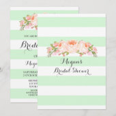 Light Mint Stripes Waterverf Floral Vrijgezellenfe Kaart (Voorkant / Achterkant)