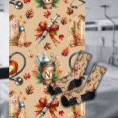 Light Mocha Monogram Nurse Essentials Crew Socks Sokken