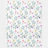 Light Modern Floral Pattern White Fleece Deken (Voorkant)