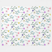 Light Modern Floral Pattern White Fleece Deken (Voorkant (Horizontaal))