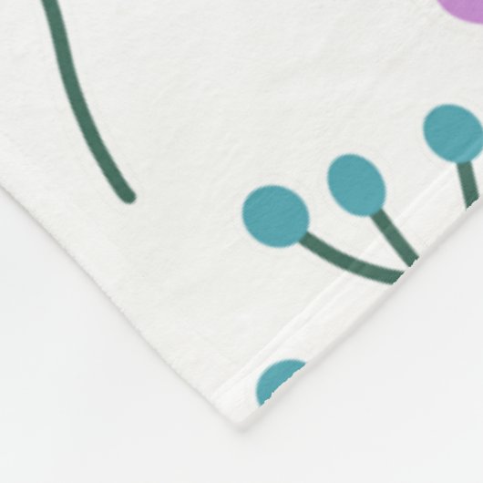 Light Modern Floral Pattern White Fleece Deken (Hoek)
