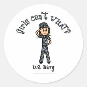 Light Navy Girl USA Ronde Sticker