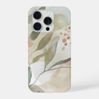 Light Neutral Abstract Botanical with Soft Sage  iPhone 15 Pro Case
