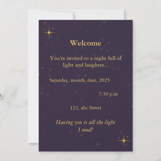 Light Night Party Invite Kaart (Achterkant)