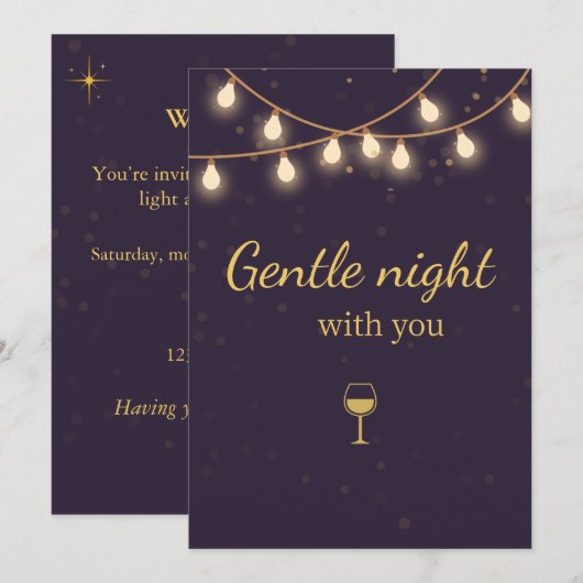 Light Night Party Invite Kaart (Voorkant / Achterkant)