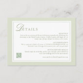 Light Olive Green Wedding Details Card Informatiekaartje (Voorkant)