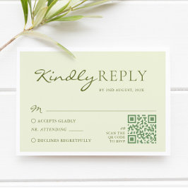 Light Olive Green Wedding RSVP Kaartje