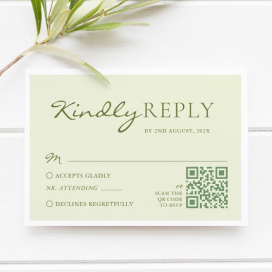 Light Olive Green Wedding RSVP Kaartje