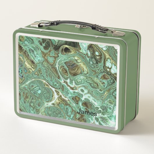 Light Olive Swirl Personalized Lunchbox (Achterkant)