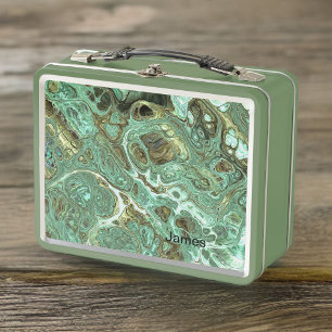 Light Olive Swirl Personalized Lunchbox