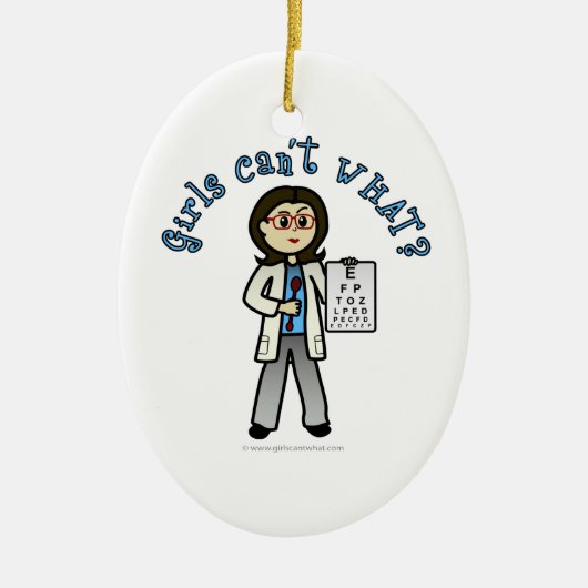 Light Optometrist Girl Keramisch Ornament (Voorkant)