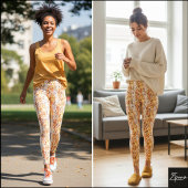 Light Orange Crowded Dog Face Repeat Pattern Leggings