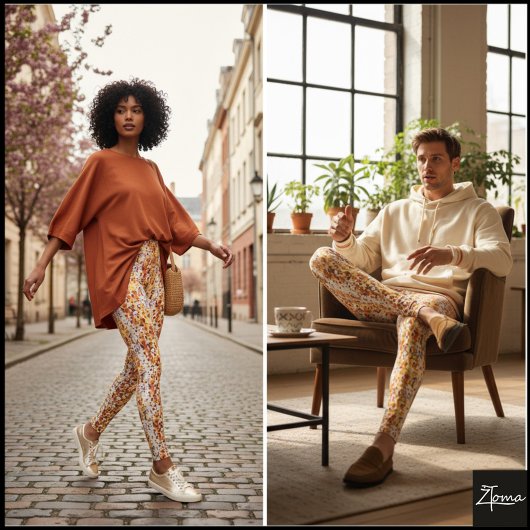 Light Orange Crowded Dog Face Repeat Pattern Leggings