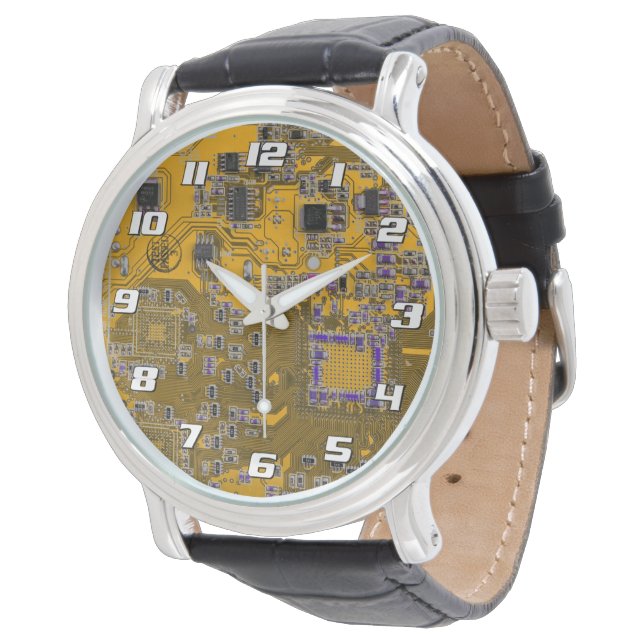 Light Orange PCB Circuit Board Design for IT Pros Horloge (Gekanteld)