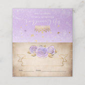 Light Paars and Gold Roos Parchment Folched Table Plaatskaartje (Buitenkant ongevouwen)