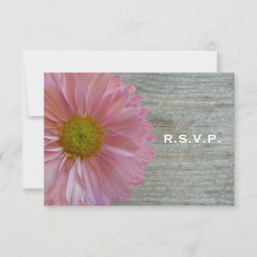 Light Paars Daisy & Barnwood Wedding R.S.V.P. RSVP Kaartje (Voorkant)