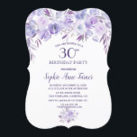 Light Paars Dusty Blue Floral 30th Birthday Party Kaart<br><div class="desc">Elegant Light Paars Dusty Blue Floral card design. Prachtig,  elegant waterverf palet: licht paars,  schoppen van lavendel en stoffig blauw. Zachte waterverf bloemen en mooie lettertypen. Het gebruik past hulpmiddel aan om uw info toe te voegen. Ga voor overeenkomende objecten naar mijn Lichte Paarse Stusty Blue Floral Collectie.</div>