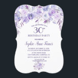 Light Paars Dusty Blue Floral 30th Birthday Party Kaart<br><div class="desc">Elegant Light Paars Dusty Blue Floral card design. Prachtig,  elegant waterverf palet: licht paars,  schoppen van lavendel en stoffig blauw. Zachte waterverf bloemen en mooie lettertypen. Het gebruik past hulpmiddel aan om uw info toe te voegen. Ga voor overeenkomende objecten naar mijn Lichte Paarse Stusty Blue Floral Collectie.</div>