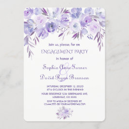 Light Paars Dusty Blue Floral Engagement Party Kaart
