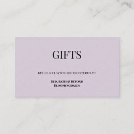 Light Paars Gift Registry Enclosure Kaart