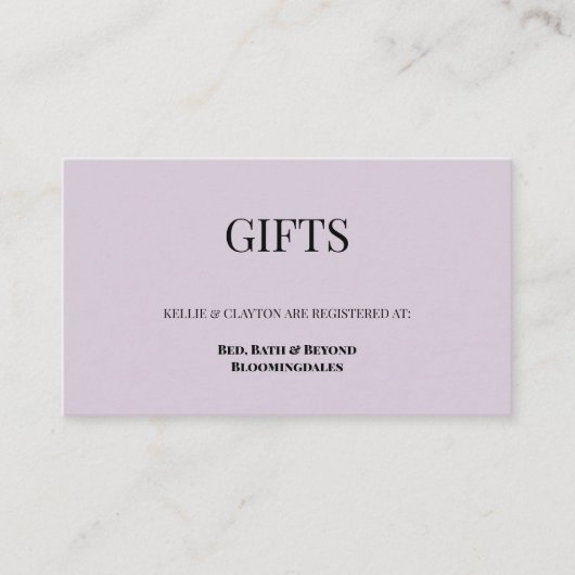 Light Paars Gift Registry Enclosure Kaart (Voorkant)