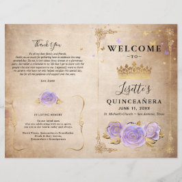 Light Paars Gold Parchment Quinceanera-programma