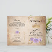 Light Paars Gold Parchment Quinceanera-programma (Staand voorkant)