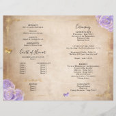 Light Paars Gold Parchment Quinceanera-programma (Achterkant)