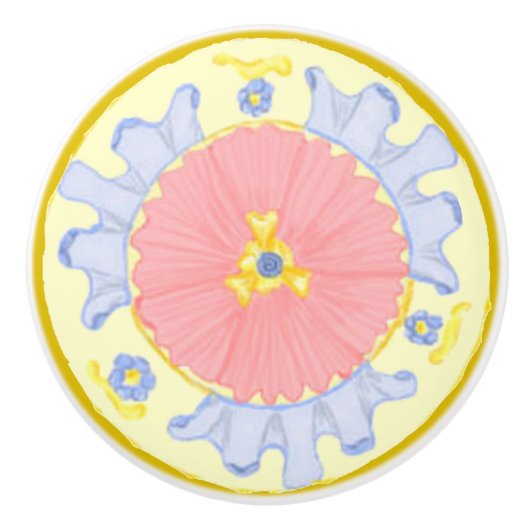 Light Passion Blooming Flowers medallion knob Keramische Knop (Voorkant)