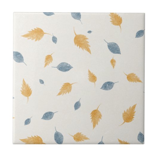Light Pastel Beige Autumn Leaves Pattern Tegeltje (Voorkant)