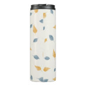 Light Pastel Blue and Brown Autumn Leaves Pattern Thermosbeker (Achterkant)