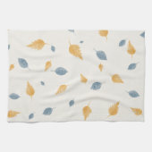 Light Pastel Blue en Brown Autumn Leaves Pattern Theedoek (Horizontaal)