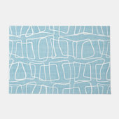 Light Pastel Blue Modern Round Squares Patroon Deurmat (Voorkant)