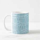Light Pastel Blue Modern Round Squares Patroon Koffiemok (Links)