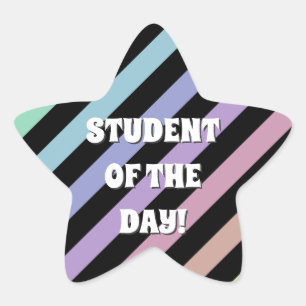 Light Pastel Colors & Black Stripes Pattern Ster Sticker