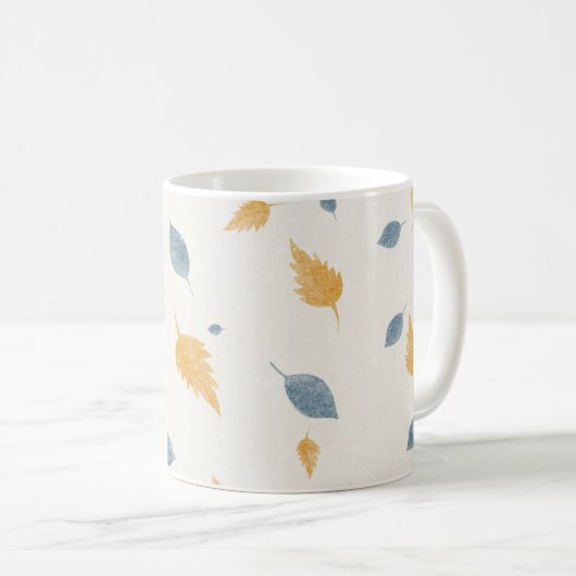 Light Pastel Minimalist Autumn Leaves Pattern Koffiemok (Voorkant rechts)