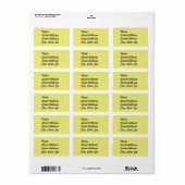Light Pastel Yellow Address Sticker (Full Sheet)