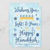 Light & Peace Happy Hanukkah Feestdagenkaart (Voorkant / Achterkant)