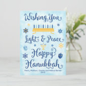 Light & Peace Happy Hanukkah Feestdagenkaart (Staand voorkant)